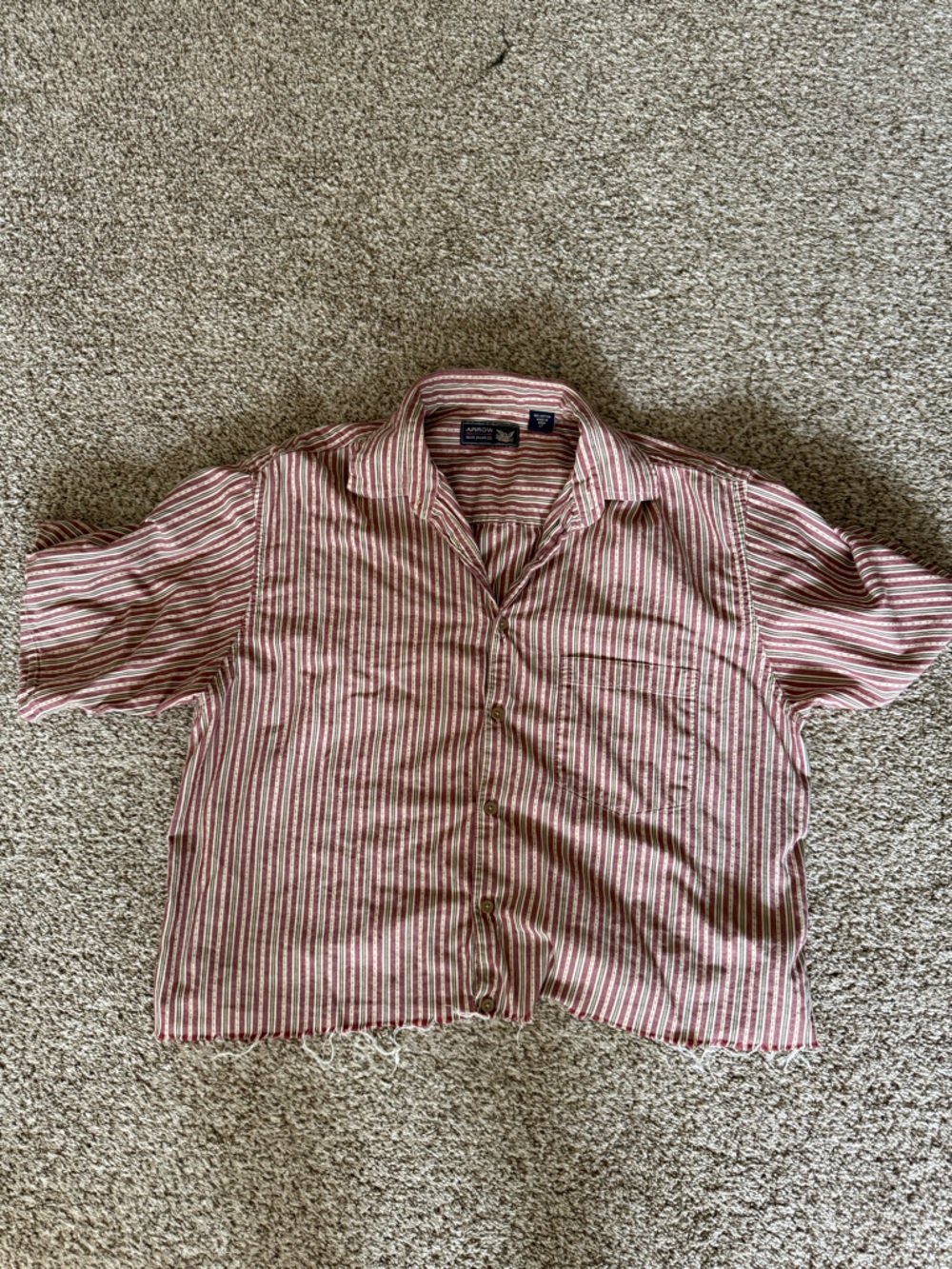 Arrow Red and Cream Striped Button-Down Shirt